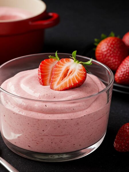 Gelatina ao Creme com Morangos