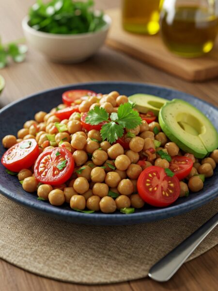 Salada de Grão-de-Bico e Abacate
