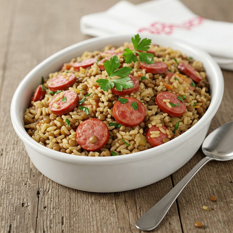 Arroz com Lentilha e Calabresa