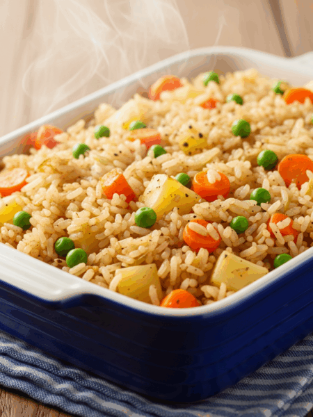 Arroz de micro-ondas com legumes