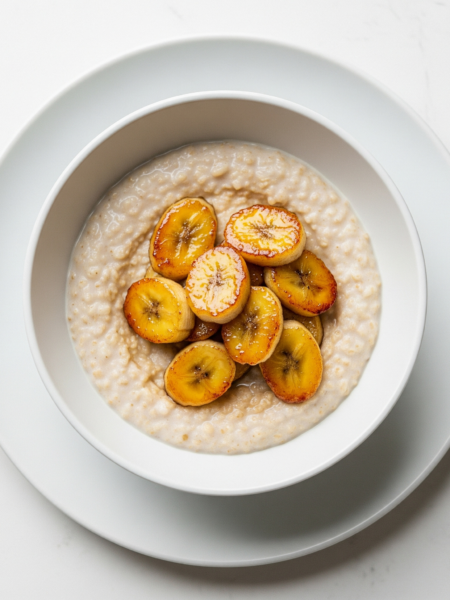 Mingau de Aveia com Banana Caramelizada