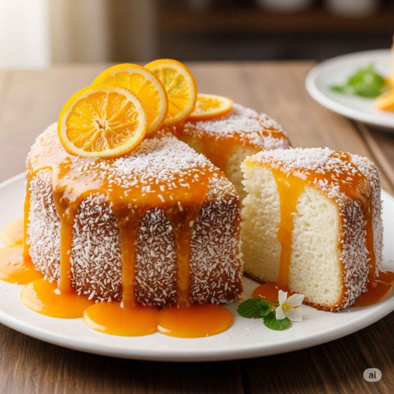 Bolo de Coco com Calda de Laranja 7 Bolo de Coco com Calda de Laranja