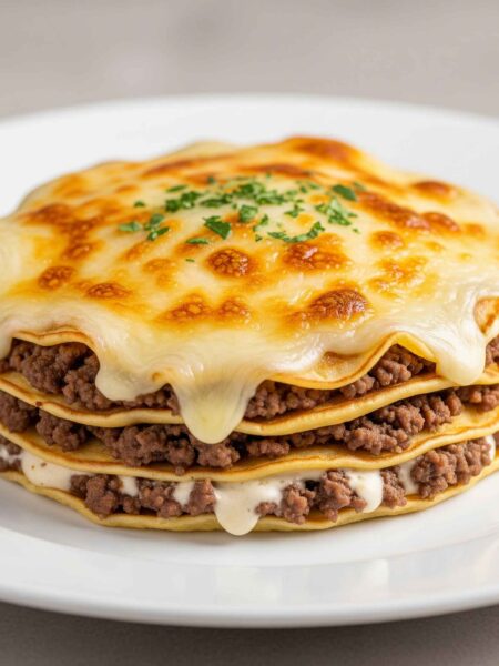 Lasanha de Carne com Massa de Panqueca