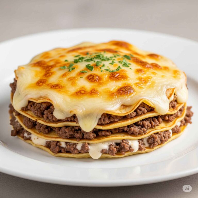 Lasanha de Carne com Massa de Panqueca: Uma Versão Criativa e Irresistível 12 Lasanha de Carne com Massa de Panqueca
