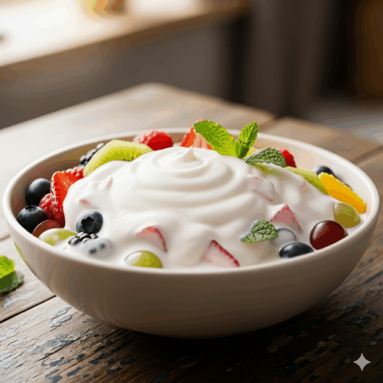 Salada de frutas com creme de maracujá
