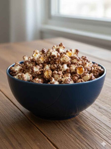 Pipoca com chocolate fácil e crocante
