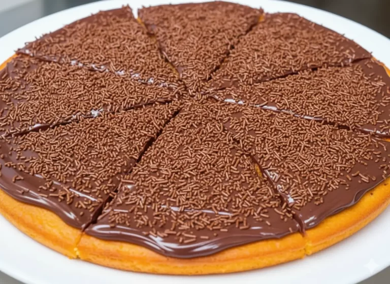 Pizza de Bolo de Cenoura com Cobertura de Chocolate 3 Pizza de bolo de cenoura