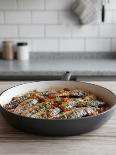 Sardinha assada com tomate ao forno