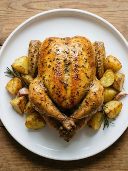 Frango assado com batatas