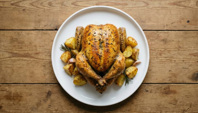 Frango assado com batatas