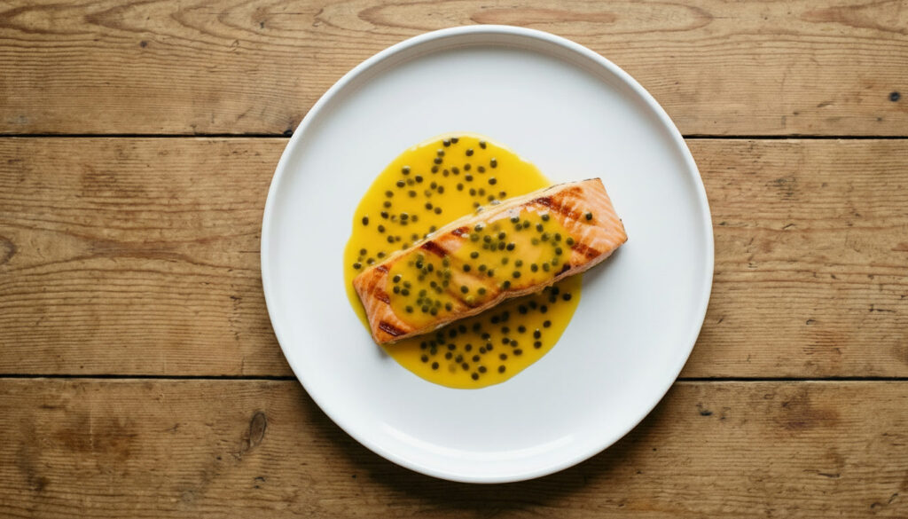 salmão com molho de maracujá