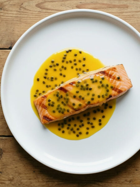 salmão com molho de maracujá