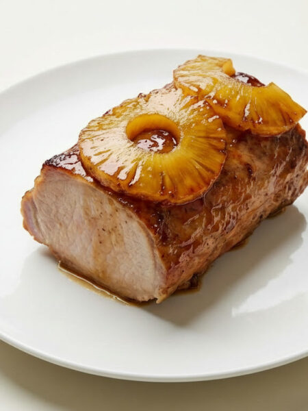 Lombo suíno com abacaxi caramelizado