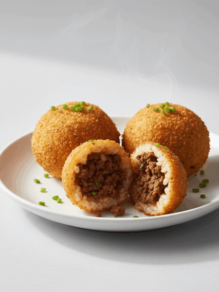Bolinho de arroz com carne moída