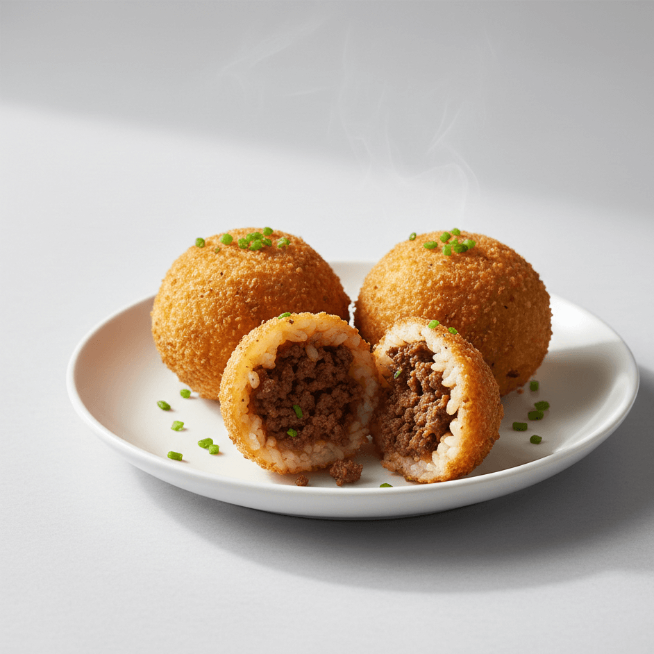 Bolinho de arroz com carne moída
