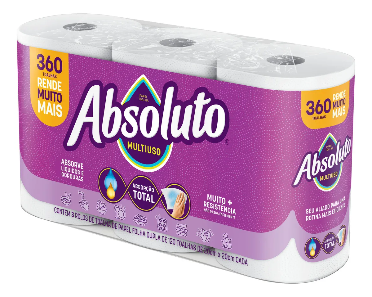 Papel Toalha Absoluto Multiuso 360 Folhas