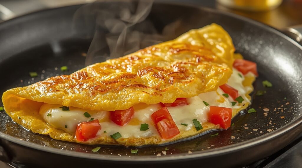 Omelete recheada com queijo e tomate