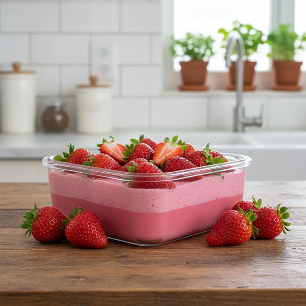 Sobremesa gelada de morango