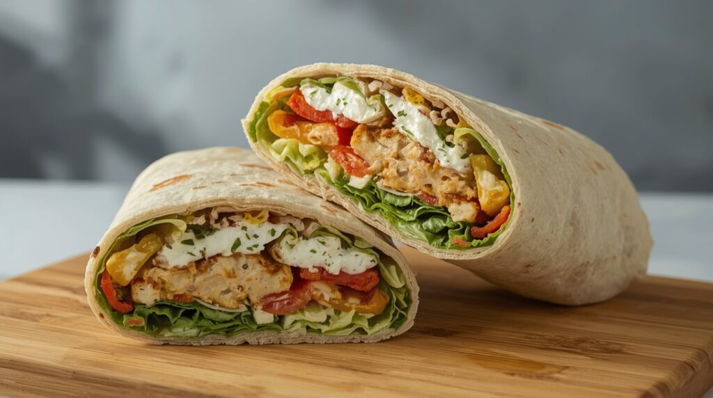 Wrap de frango com vegetais