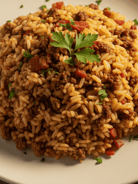 Arroz carreteiro com carne moída