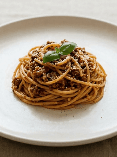 Macarronada com molho de carne