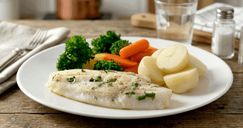 Peixe Cozido com Legumes