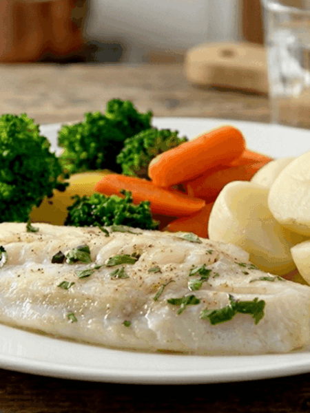 Peixe Cozido com Legumes