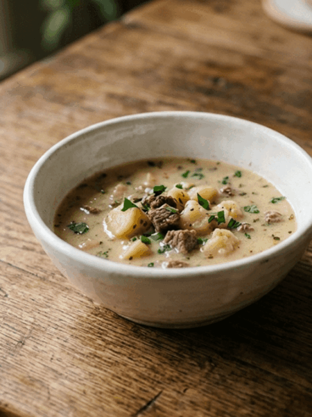 Sopa de inhame com carne