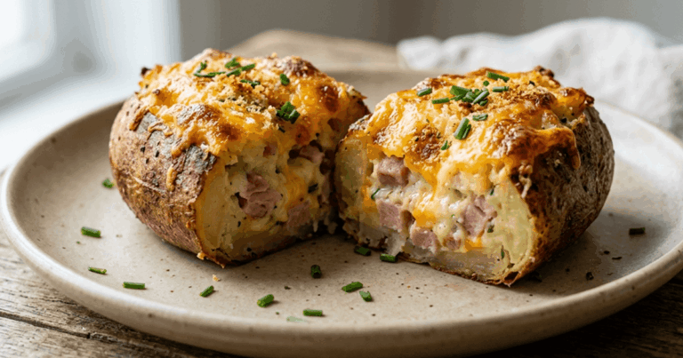Batata recheada cremosa e crocante
