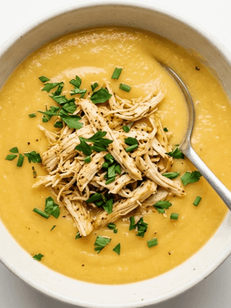 Caldo de Mandioquinha com Frango