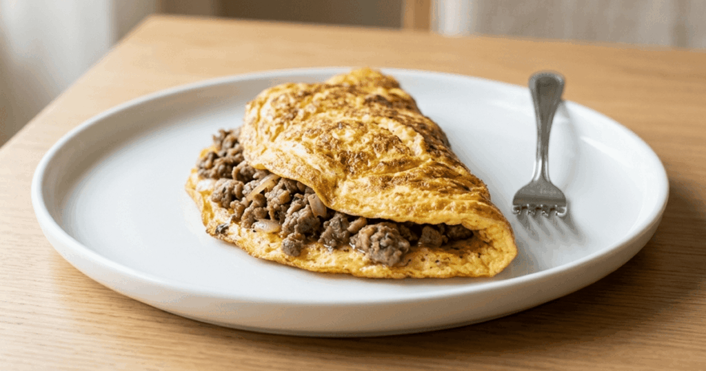 Omelete de carne moída fácil