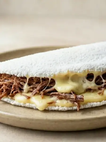 Tapioca de charque e queijo irresistível