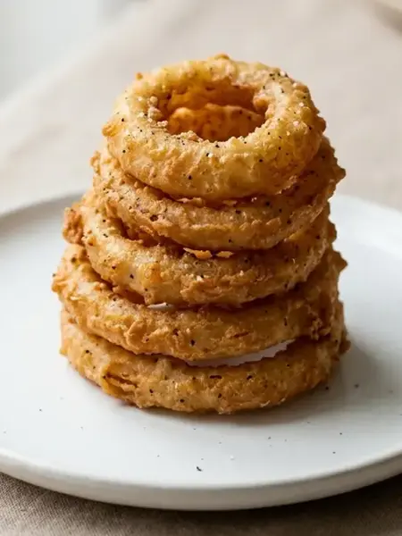 Anéis de cebola crocantes e sequinhos