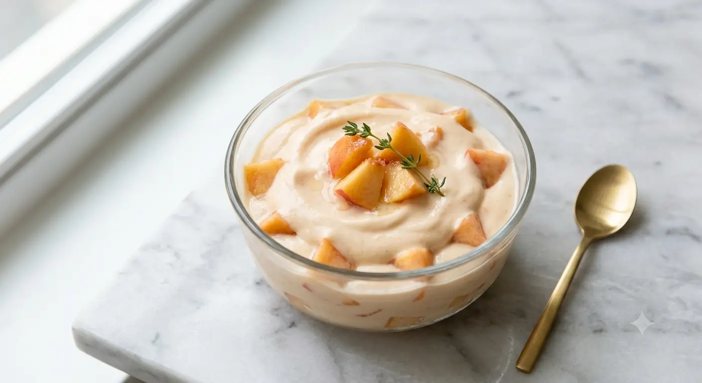 Gelado de pessego cremoso