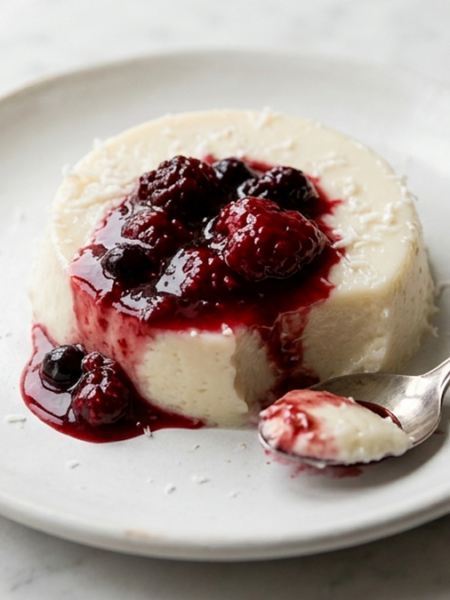 Manjar com frutas vermelhas
