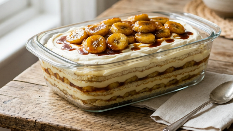 Pavê de banana caramelizada 4 Pavê de Banana Caramelizada